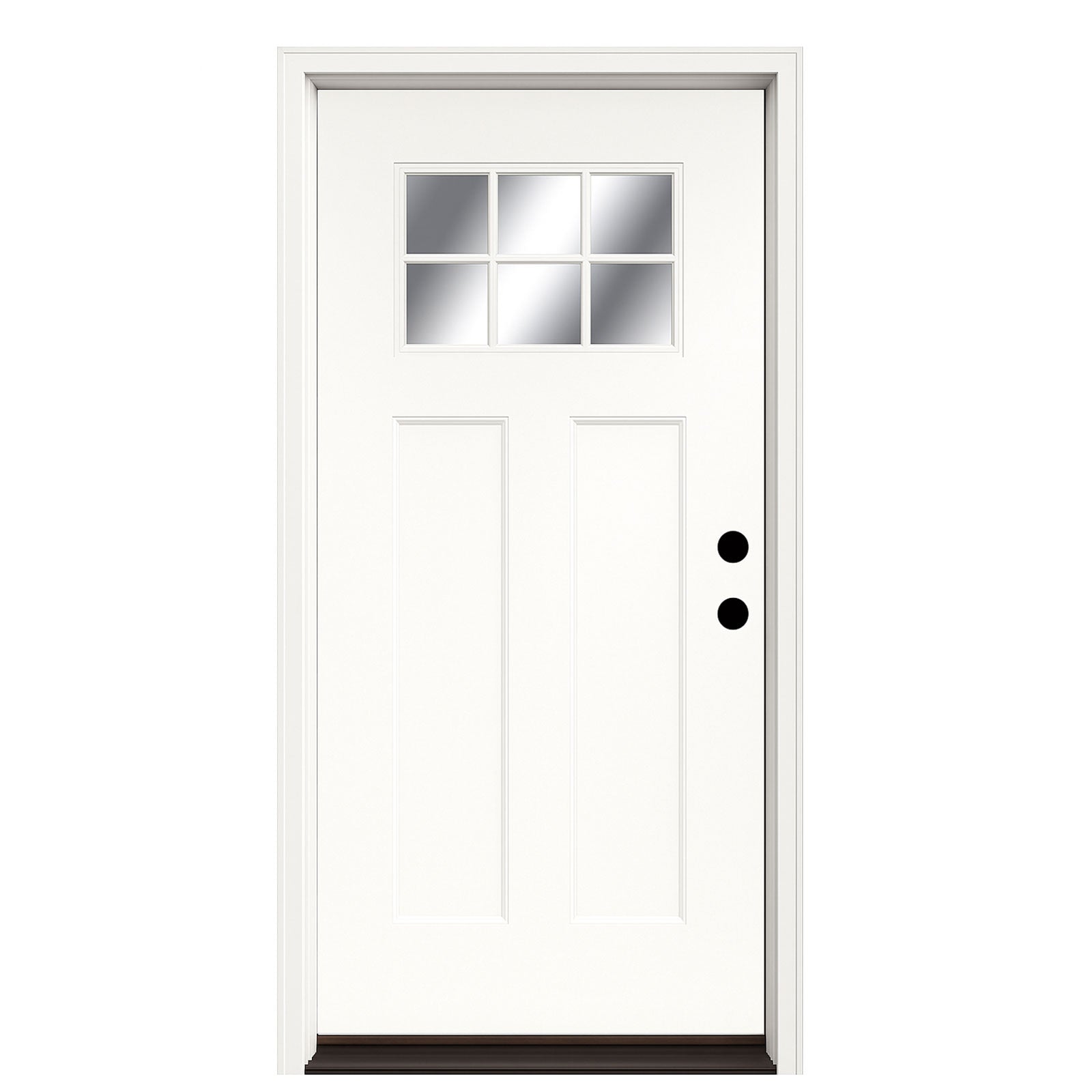 FRAMEWELL 36 x 80 Fiberglass Entry Door with Brickmould, Hand Inswing White Primed door K01-36BW