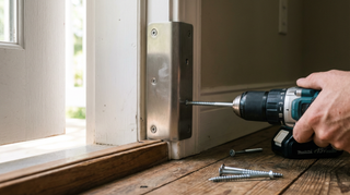 installing a door security plate with drill on frame
