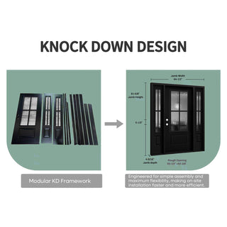 Entry Door 3/4 Lite 1-Panel Smooth Finish with Two 1-Lite Sidelites