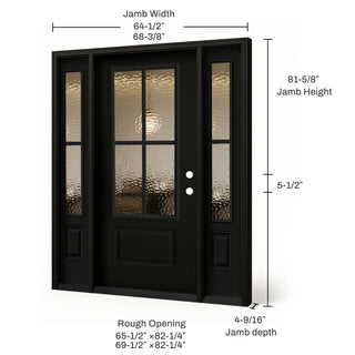 Entry Door 3/4 Lite 1-Panel Smooth Finish with Two 1-Lite Sidelites