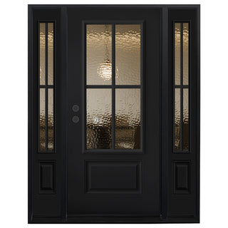 Entry Door 3/4 Lite 1-Panel Smooth Finish with Two 1-Lite Sidelites