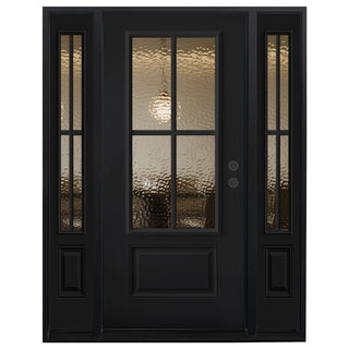 Entry Door 3/4 Lite 1-Panel Smooth Finish with Two 1-Lite Sidelites