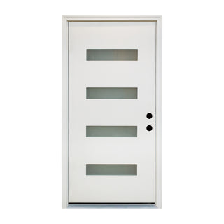 FRAMEWELL 36 x 80 Fiberglass Entry Door with Brickmould, High Quality Vinyl Frame, K04K05-36BW
