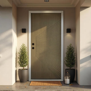 36" x 80" Black Fiberglass Entry Door, Pre-Primed Frame, Exterior Front Door with Knock-Down Easy Installation