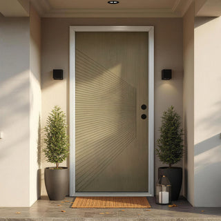 36" x 80" Black Fiberglass Entry Door, Pre-Primed Frame, Exterior Front Door with Knock-Down Easy Installation