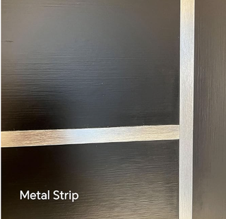 36" x 80" Fiberglass Front Entry Door, Contemporary Black Front Door with Metal Strip and Frosted Glass, Knock Down Exterior Door with Vinyl Frame