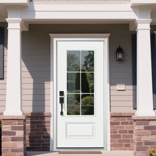FRAMEWELL 36 x 80 Smooth Fiberglass Entry Door left-hand inswing ,6 Lite 3/4 View Clear Low-E Glass