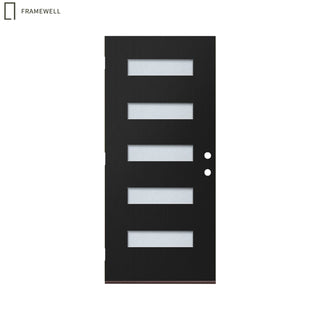 Contemporary Modern 5-Lite Fiberglass Entry Door Slab – Pre-Bored with Privacy Glass