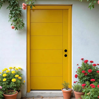Framewell 36''*80'' Textured Fiberglass Entry Door with Brickmould, Finished Knock-Down Fiberglass Door