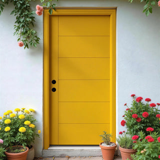 Framewell 36''*80'' Textured Fiberglass Entry Door with Brickmould, Finished Knock-Down Fiberglass Door