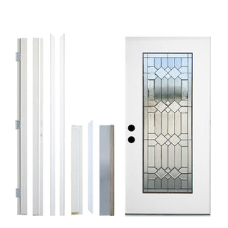 FRAMEWELL 36 X 80  Decorative Glass Fiberglass Knock-down Door