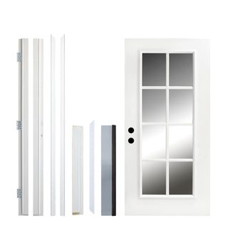 FRAMEWELL 36 X 80 Inches 8 Lite Fiberglass Entry Knock-down Door Inswing Hand