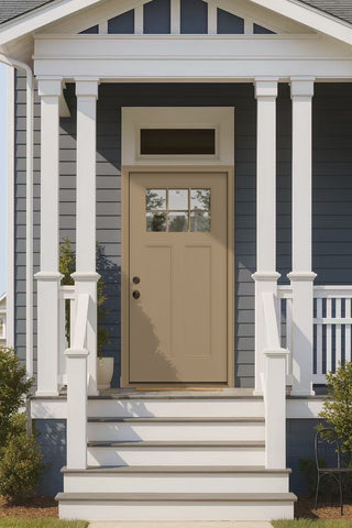 FRAMEWELL 36 x 80 Fiberglass Entry Door with Brickmould, Hand Inswing White Primed door K01-36BW