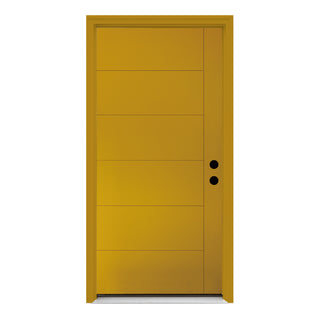 Framewell 36''*80'' Textured Fiberglass Entry Door with Brickmould, Finished Knock-Down Fiberglass Door