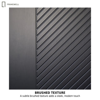 36x80 Black Fiberglass Entry Door with Modern Parallel Line Design, Knock-Down Vinyl Frame with Brickmould, Hinges, Threshold