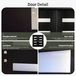 74" x 82" Fiberglass Double Entry Door 4-Lite 1-Panel Smooth Finish