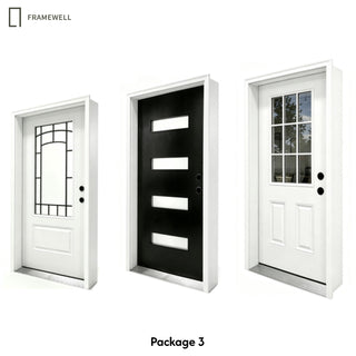 ‌Promotional Bundle‌: fiberglass doors+Shaker doors, All fiberglass door in the standard 36" x 80" size,with door slab, Brickmould and vinyl frame