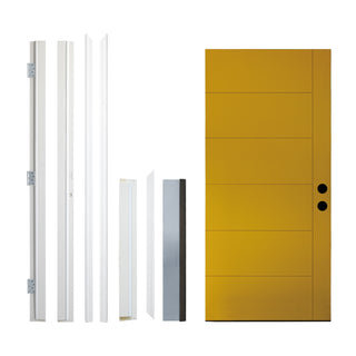 FRAMEWELL Textured Finished Fiberglass Entry Door with Brickmould