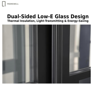 36x80 Slim‑Line 3‑Pane Low-E Clear Glass Entry Door Kit, Knock‑Down Vinyl Frame with Hinges, Threshold, Door Shoe; Frame Requires On‑Site Assembly