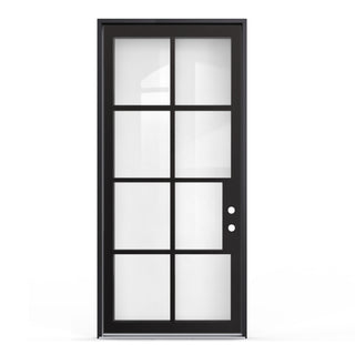 42 x 96 Slim-Line 8-Lite Low-E Clear Glass Entry Door Kit with Knock-Down Vinyl Frame, Hinges, Threshold & Door Shoe