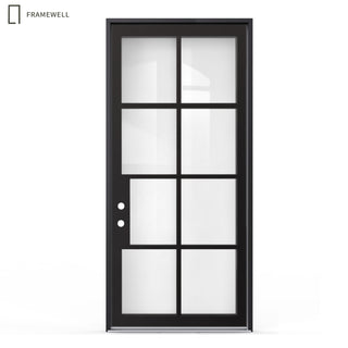 42 x 96 Slim-Line 8-Lite Low-E Clear Glass Entry Door Kit with Knock-Down Vinyl Frame, Hinges, Threshold & Door Shoe
