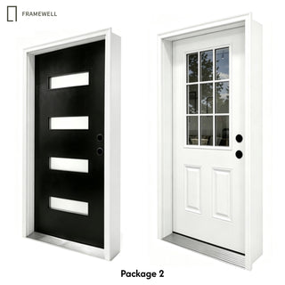 ‌Promotional Bundle‌: fiberglass doors+Shaker doors, All fiberglass door in the standard 36" x 80" size,with door slab, Brickmould and vinyl frame