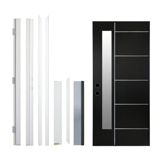 FRAMEWELL 36 x 80 Textured Finished Fiberglass Entry Door with Brickmould, High Quality Vinyl Frame