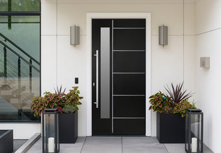 FRAMEWELL 36 x 80 Textured Finished Fiberglass Entry Door with Brickmould, High Quality Vinyl Frame
