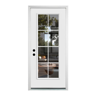 FRAMEWELL 36 X 80 Inches 8 Lite Fiberglass Entry Knock-down Door Inswing Hand