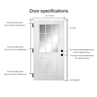 FRAMEWELL 36 x 80 Fiberglass Entry Door with Brickmould, Primed Wooden Grain