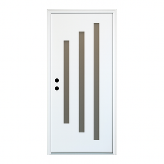 FRAMEWELL 36 x 80 Textured Finished Fiberglass Entry Door with Brickmould, High Quality Vinyl Frame, K015-42BLL