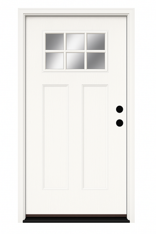 FRAMEWELL 36 x 80 Fiberglass Entry Door with Brickmould, Hand Inswing White Primed door K01-36BW
