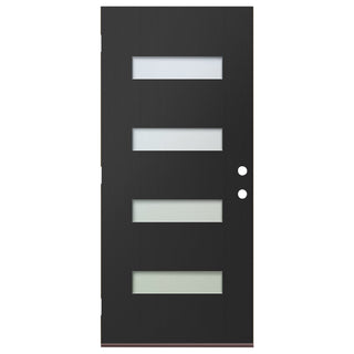 Contemporary 36" x 80" Black Fiberglass Entry Door Slab – Pre-Bored with Integrated Privacy Glass