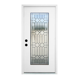 FRAMEWELL 36 X 80  Decorative Glass Fiberglass Knock-down Door