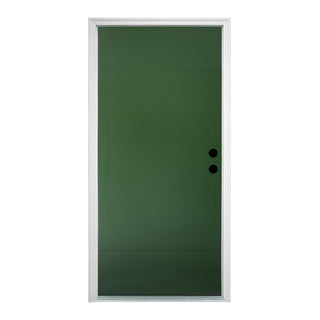 FRAMEWELL Textured Finished Fiberglass Entry Door with Brickmould