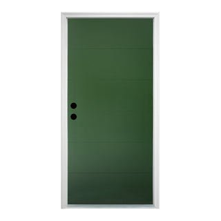 FRAMEWELL Textured Finished Fiberglass Entry Door with Brickmould