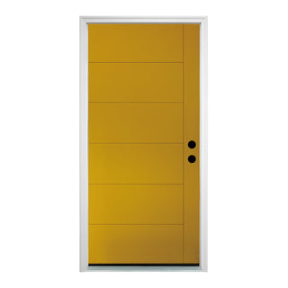 FRAMEWELL Textured Finished Fiberglass Entry Door with Brickmould