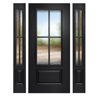 Entry Door 3/4 Lite 1-Panel Smooth Finish with Two 1-Lite Sidelites