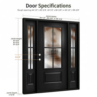 Entry Door 3/4 Lite 1-Panel Smooth Finish with Two 1-Lite Sidelites