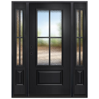 Entry Door 3/4 Lite 1-Panel Smooth Finish with Two 1-Lite Sidelites