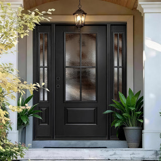 Entry Door 3/4 Lite 1-Panel Smooth Finish with Two 1-Lite Sidelites