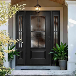 Entry Door 3/4 Lite 1-Panel Smooth Finish with Two 1-Lite Sidelites
