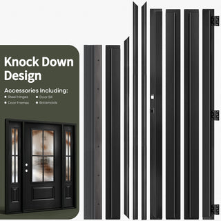 Entry Door 3/4 Lite 1-Panel Smooth Finish with Two 1-Lite Sidelites