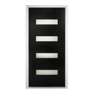 FRAMEWELL 36 x 80 Fiberglass Entry Door with Brickmould, High Quality Vinyl Frame, K04K05-36BW