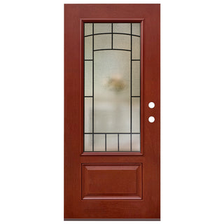 36x80 smooth white fiberglass entry door slab with frosted privacy glass