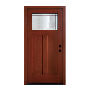 FRAMEWELL 36 x 80 Fiberglass Entry Door Knock-Down with Patina Caming Glass,Inswing Hand, K03