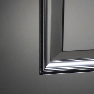 FRAMEWELL 36 x 80 Black Smooth Finished Fiberglass Entry Door with Brickmould, High Quality Vinyl Frame