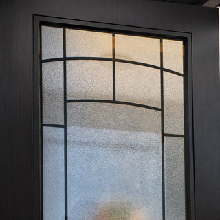36 x 80 Smooth Fiberglass Entry Door with Brickmould,Vinyl Frame,3/4 View Clear Glass + Cloud Glass