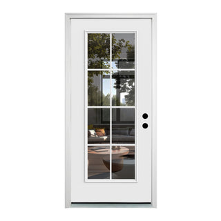 FRAMEWELL 36 X 80 Inches 8 Lite Fiberglass Entry Knock-down Door Inswing Hand
