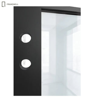 42 x 96 Modern Minimalist French 8-Lite Low-E Double Pane Clear Glass Entry Door Kit, Knock‑Down Vinyl Frame with Hinges, Threshold, Door Shoe
